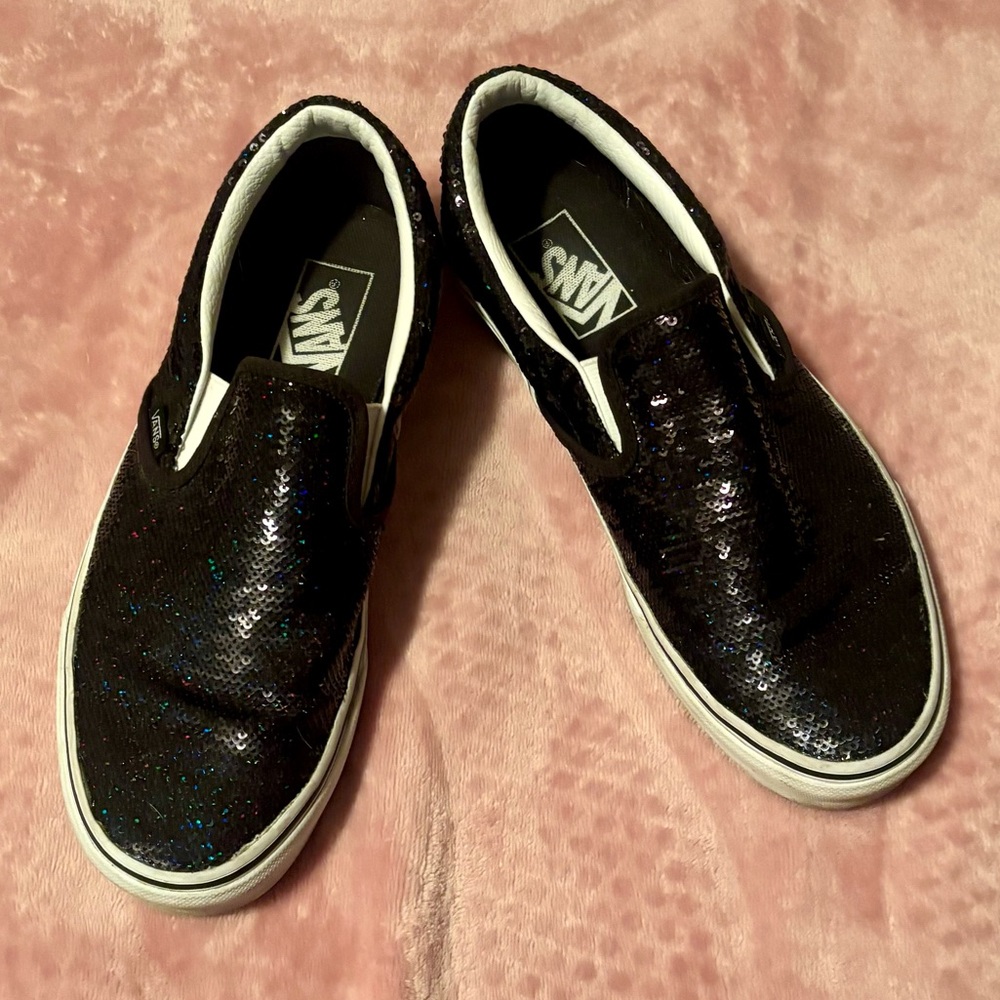 Vans with Black Sequins Size 8.5 (Women's)
